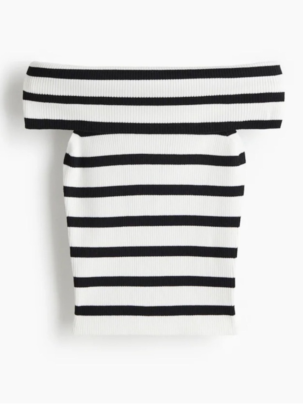 UEC H&M knit off the shoulder top black & cream stripe size XL